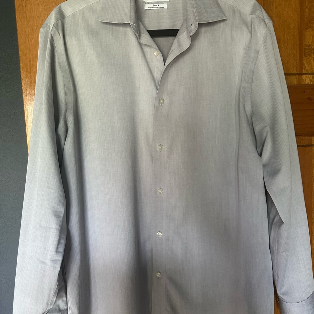 Men's Gray Calvin Klein Dress Shirt (15 1/2, 32/33 Regular Fit)